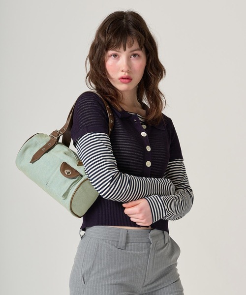 TINA：JOJUN（ティーナジョジュン）の「バイカラー デニムミニバッグ TINA：JOJUN（ハンドバッグ・レディース・ブラウン/ピンク・F）」の10枚目の写真