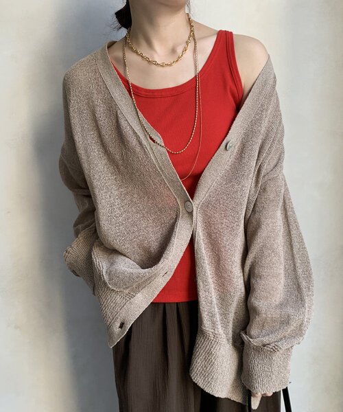 DouDou（ドゥドゥ）の「【新色追加】リブタンク（Tシャツ/カットソー・レディース・ブラック/オフホワイト/ベージュ/レッド/グレー/ブルー・FREE）」の6枚目の写真