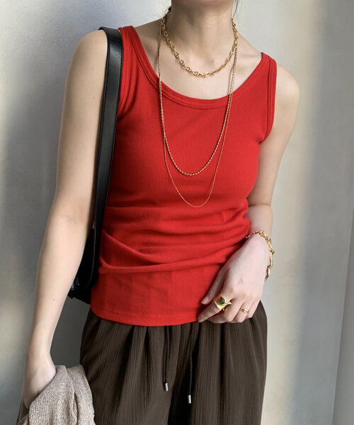 DouDou（ドゥドゥ）の「【新色追加】リブタンク（Tシャツ/カットソー・レディース・ブラック/オフホワイト/ベージュ/レッド/グレー/ブルー・FREE）」の21枚目の写真