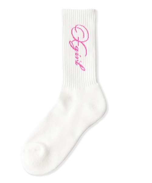 X-girl（エックスガール）の「PENCIL SCRIPT LOGO RIB SOCKS（ソックス/靴下・レディース・ホワイト/ブラック・ONE SIZE）」の3枚目の写真