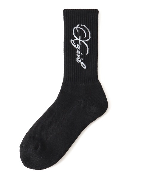X-girl（エックスガール）の「PENCIL SCRIPT LOGO RIB SOCKS（ソックス/靴下・レディース・ホワイト/ブラック・ONE SIZE）」の4枚目の写真