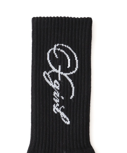 X-girl（エックスガール）の「PENCIL SCRIPT LOGO RIB SOCKS（ソックス/靴下・レディース・ホワイト/ブラック・ONE SIZE）」の5枚目の写真