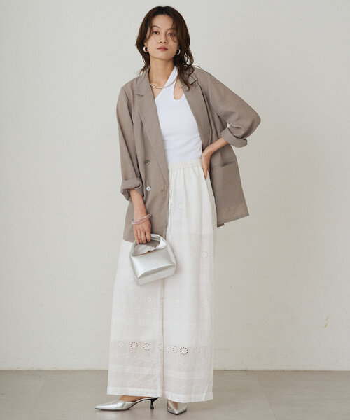 LOUNGEDRESS（ラウンジドレス）の「アシメタンク（タンクトップ・レディース・チャコールグレー/ブラック/オフホワイト・FREE）」の4枚目の写真