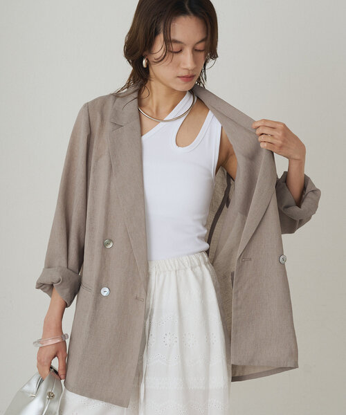 LOUNGEDRESS（ラウンジドレス）の「アシメタンク（タンクトップ・レディース・チャコールグレー/ブラック/オフホワイト・FREE）」の7枚目の写真