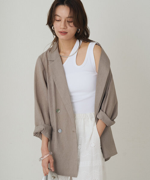 LOUNGEDRESS（ラウンジドレス）の「アシメタンク（タンクトップ・レディース・チャコールグレー/ブラック/オフホワイト・FREE）」の8枚目の写真