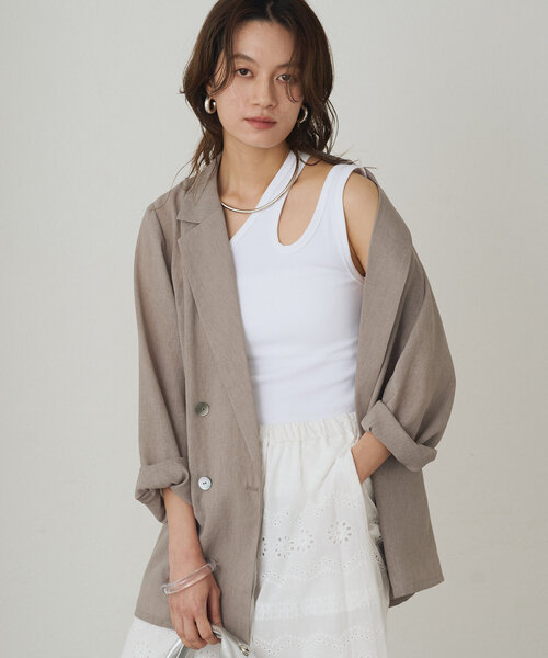 LOUNGEDRESS（ラウンジドレス）の「アシメタンク（タンクトップ・レディース・チャコールグレー/ブラック/オフホワイト・FREE）」の9枚目の写真