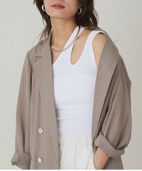 LOUNGEDRESS（ラウンジドレス）の「アシメタンク（タンクトップ・レディース・チャコールグレー/ブラック/オフホワイト・FREE）」の2枚目の写真