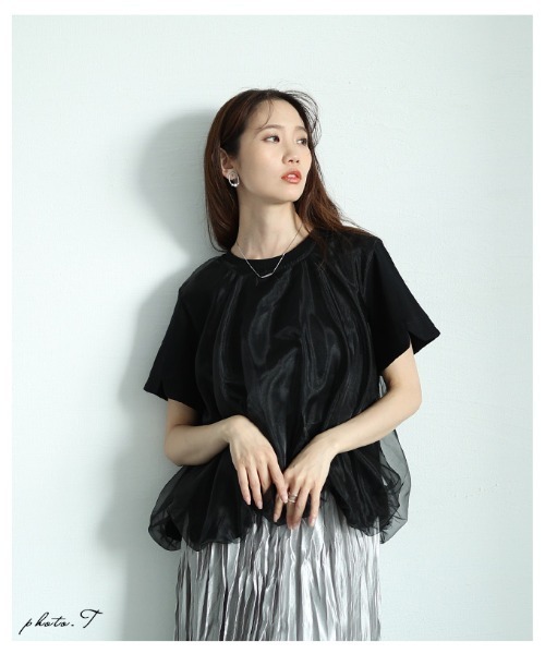 Sawa a la mode（サワアラモード）の「チュールドッキングバルーンカットソー（Tシャツ/カットソー・レディース・ブラック/ホワイト・FREE）」の21枚目の写真