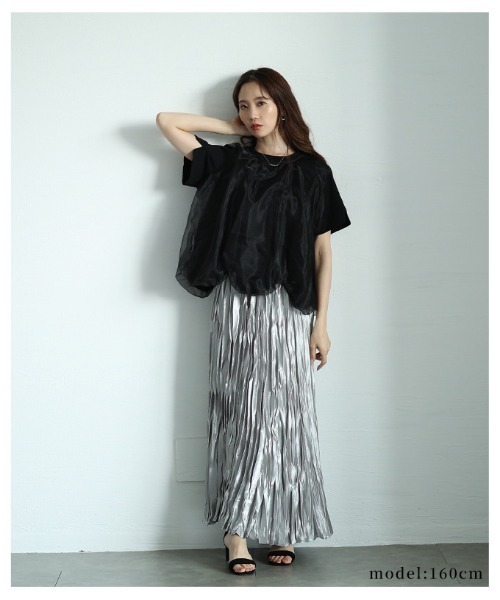 Sawa a la mode（サワアラモード）の「チュールドッキングバルーンカットソー（Tシャツ/カットソー・レディース・ブラック/ホワイト・FREE）」の22枚目の写真