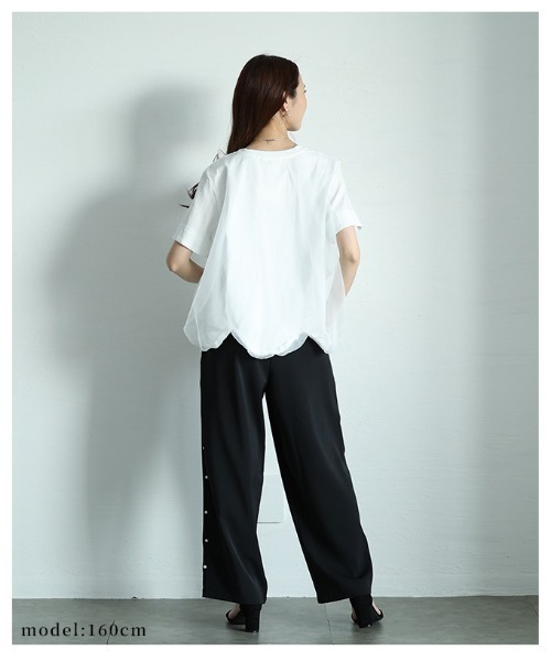 Sawa a la mode（サワアラモード）の「チュールドッキングバルーンカットソー（Tシャツ/カットソー・レディース・ブラック/ホワイト・FREE）」の10枚目の写真