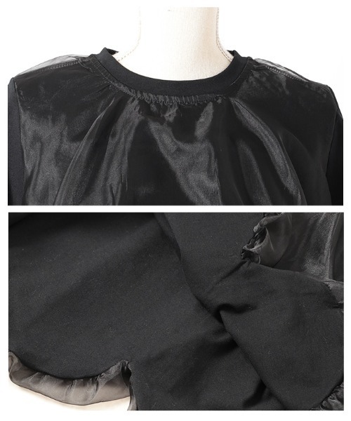 Sawa a la mode（サワアラモード）の「チュールドッキングバルーンカットソー（Tシャツ/カットソー・レディース・ブラック/ホワイト・FREE）」の16枚目の写真