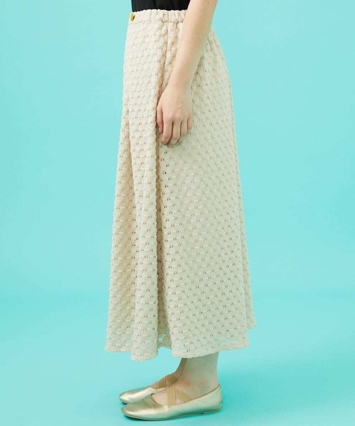 Jocomomola(ホコモモラ)の「Fruta delicada ラッセルレーススカート(スカート・レディース・ブラック/ベージュ・40)」の3枚目の写真