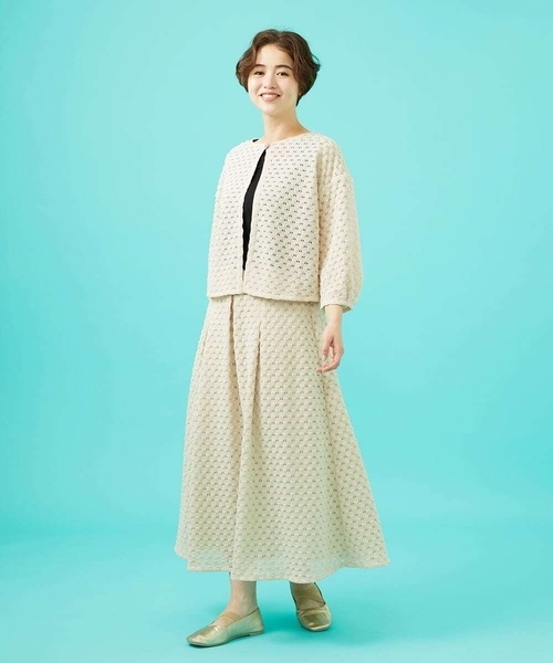 Jocomomola(ホコモモラ)の「Fruta delicada ラッセルレーススカート(スカート・レディース・ブラック/ベージュ・40)」の11枚目の写真