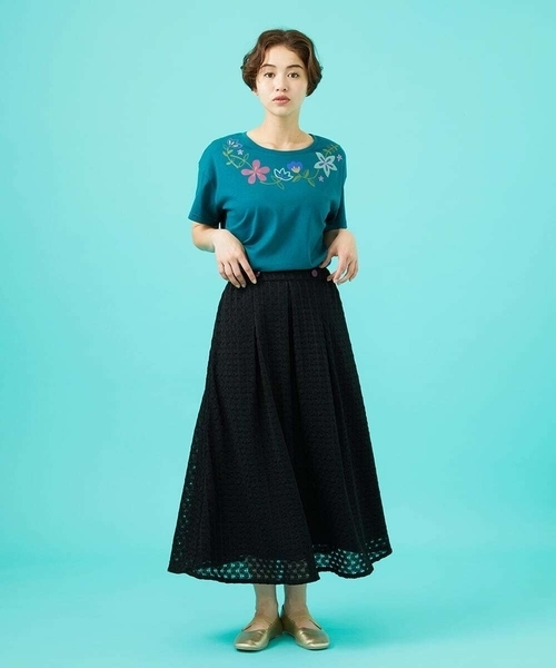 Jocomomola(ホコモモラ)の「Fruta delicada ラッセルレーススカート(スカート・レディース・ブラック/ベージュ・40)」の17枚目の写真