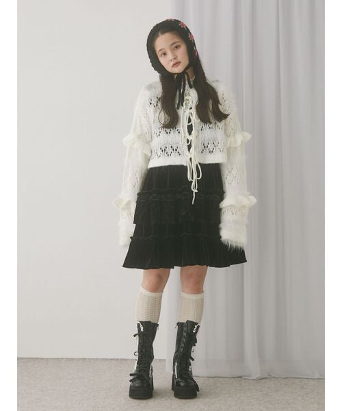 merry jenny（メリージェニー）の「fluffy border cardigan