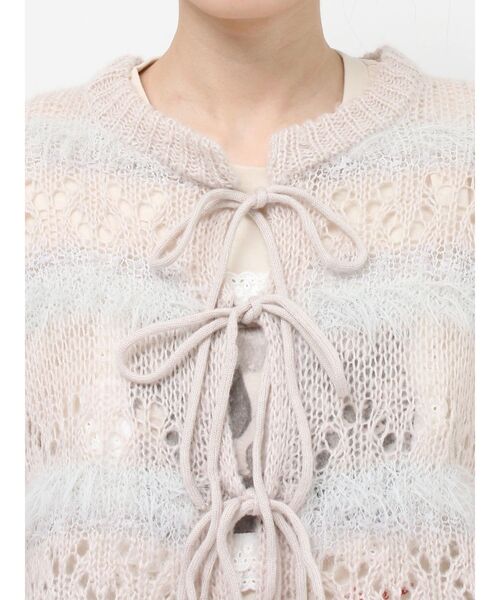 merry jenny（メリージェニー）の「fluffy border cardigan（カーディガン/ボレロ・レディース・ピンク/グレー/オフホワイト・FREE）」の15枚目の写真