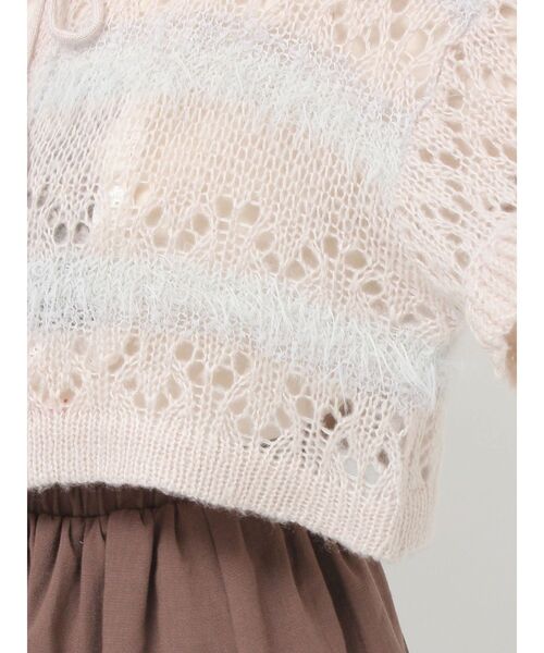 merry jenny（メリージェニー）の「fluffy border cardigan（カーディガン/ボレロ・レディース・ピンク/グレー/オフホワイト・FREE）」の17枚目の写真