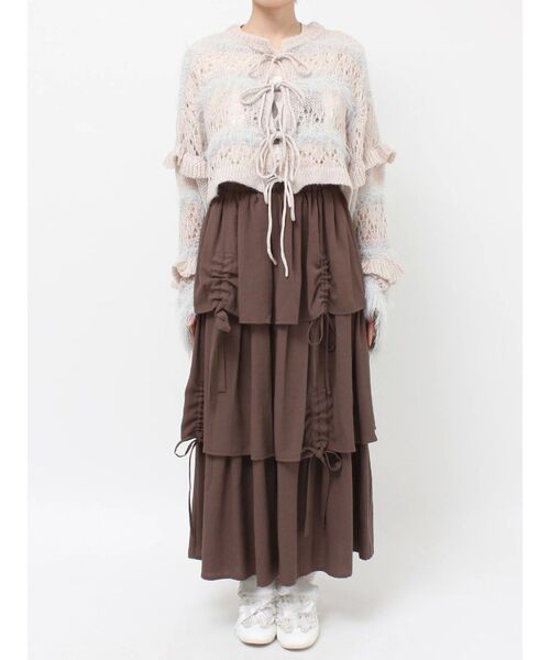 merry jenny（メリージェニー）の「fluffy border cardigan（カーディガン/ボレロ・レディース・ピンク/グレー/オフホワイト・FREE）」の19枚目の写真