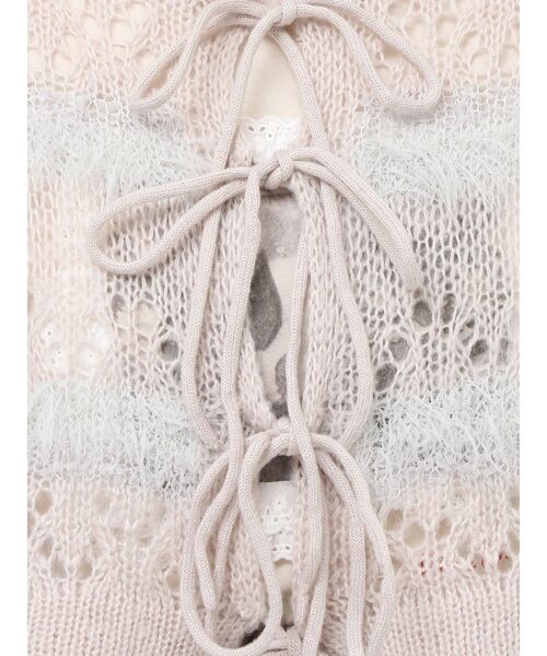 merry jenny（メリージェニー）の「fluffy border cardigan（カーディガン/ボレロ・レディース・ピンク/グレー/オフホワイト・FREE）」の22枚目の写真