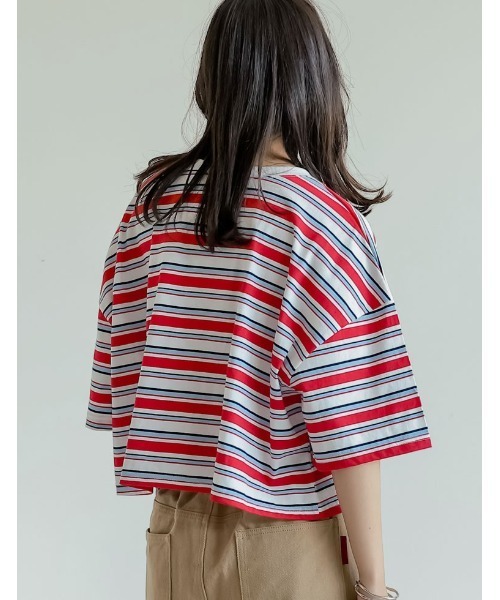 Re:EDIT（リエディ）の「[2025 SUMMER COLLECTION]綿天竺マルチボーダーＴシャツ（Tシャツ/カットソー・レディース・ネイビー/ブラウン/レッド・FREE）」の10枚目の写真