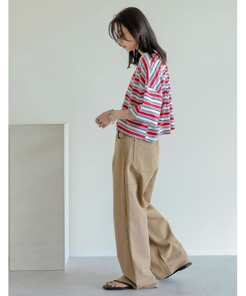 Re:EDIT（リエディ）の「[2025 SUMMER COLLECTION]綿天竺マルチボーダーＴシャツ（Tシャツ/カットソー・レディース・ネイビー/ブラウン/レッド・FREE）」の11枚目の写真