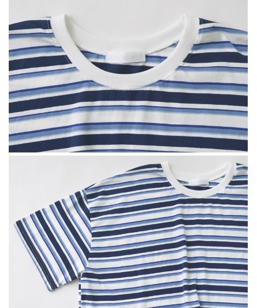 Re:EDIT（リエディ）の「[2025 SUMMER COLLECTION]綿天竺マルチボーダーＴシャツ（Tシャツ/カットソー・レディース・ネイビー/ブラウン/レッド・FREE）」の16枚目の写真