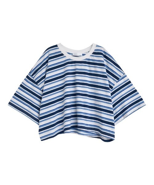 Re:EDIT（リエディ）の「[2025 SUMMER COLLECTION]綿天竺マルチボーダーＴシャツ（Tシャツ/カットソー・レディース・ネイビー/ブラウン/レッド・FREE）」の20枚目の写真