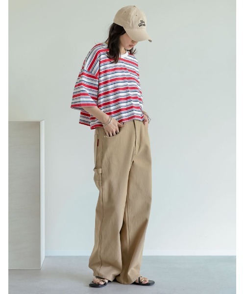 Re:EDIT（リエディ）の「[2025 SUMMER COLLECTION]綿天竺マルチボーダーＴシャツ（Tシャツ/カットソー・レディース・ネイビー/ブラウン/レッド・FREE）」の9枚目の写真