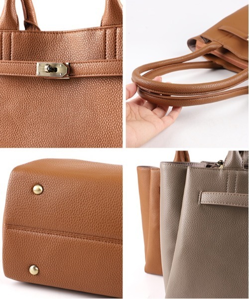 LIZDAYS(リズデイズ)の「PU レザートートバッグ Grace by LIZDAYS(トートバッグ・レディース・グレイッシュベージュ/ラベンダー/ブラック/キャメル・FREE)」の14枚目の写真