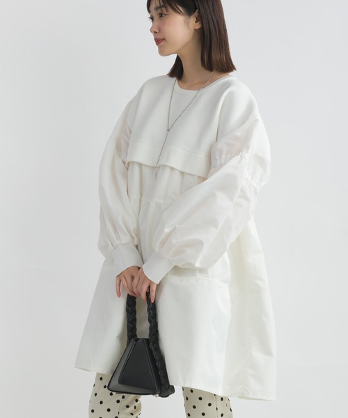PICCIN(ピッチン)の「ニット切り替えティアードプルオーバー(チュニック・レディース・オフホワイト/ブラック・M)」の6枚目の写真