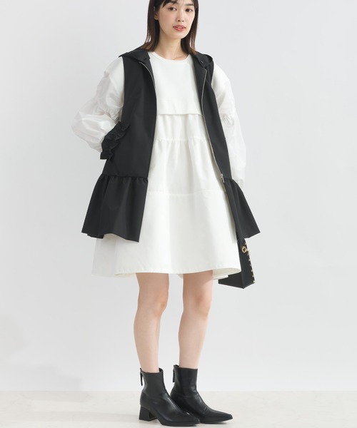 PICCIN(ピッチン)の「ニット切り替えティアードプルオーバー(チュニック・レディース・オフホワイト/ブラック・M)」の10枚目の写真