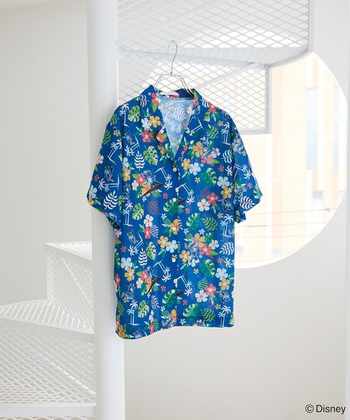 新品未使用  bahama × Disney アロハシャツ　青 Disney ディズニー ミッキー アロハシャツ 半袖シャツ M 開襟