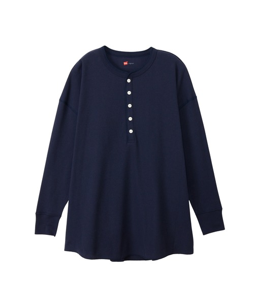 HANES(ヘインズ)の「【Hanes/ヘインズ】レディース ロングTシャツ(Tシャツ/カットソー・レディース・ヘザーグレー/オフホワイト/パープル系その他2/ダークネイビー・FREE)」の3枚目の写真