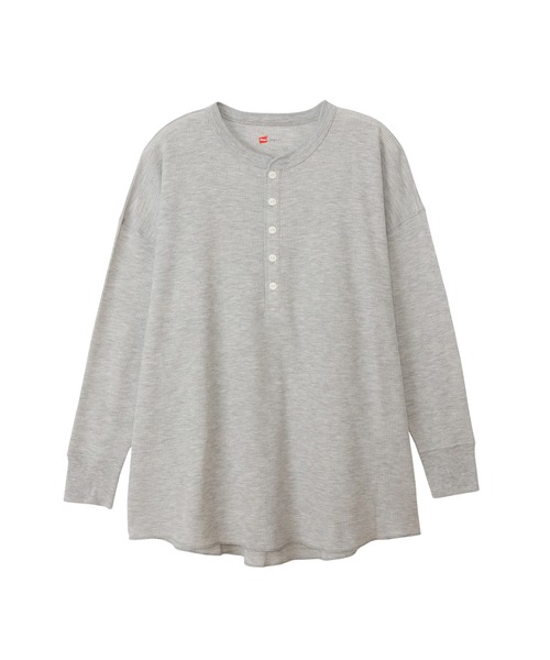 HANES(ヘインズ)の「【Hanes/ヘインズ】レディース ロングTシャツ(Tシャツ/カットソー・レディース・ヘザーグレー/オフホワイト/パープル系その他2/ダークネイビー・FREE)」の2枚目の写真