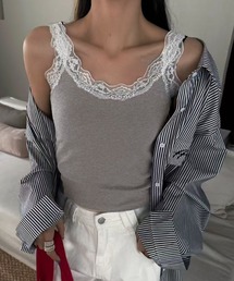 MILAE | 刺繍レースリブ編みタンクトップ(タンクトップ)