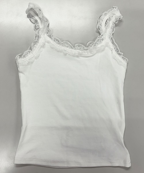 MILAE（ミレ）の「刺繍レースリブ編みタンクトップ（タンクトップ・レディース・ホワイト/ブラック/グレー・FREE）」の6枚目の写真