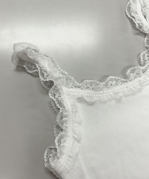 MILAE（ミレ）の「刺繍レースリブ編みタンクトップ（タンクトップ・レディース・ホワイト/ブラック/グレー・FREE）」の7枚目の写真