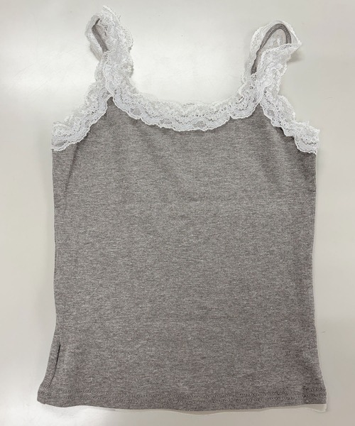 MILAE（ミレ）の「刺繍レースリブ編みタンクトップ（タンクトップ・レディース・ホワイト/ブラック/グレー・FREE）」の16枚目の写真