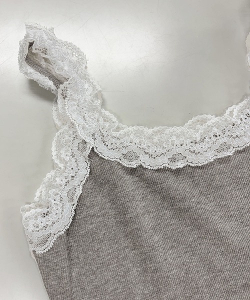 MILAE（ミレ）の「刺繍レースリブ編みタンクトップ（タンクトップ・レディース・ホワイト/ブラック/グレー・FREE）」の17枚目の写真
