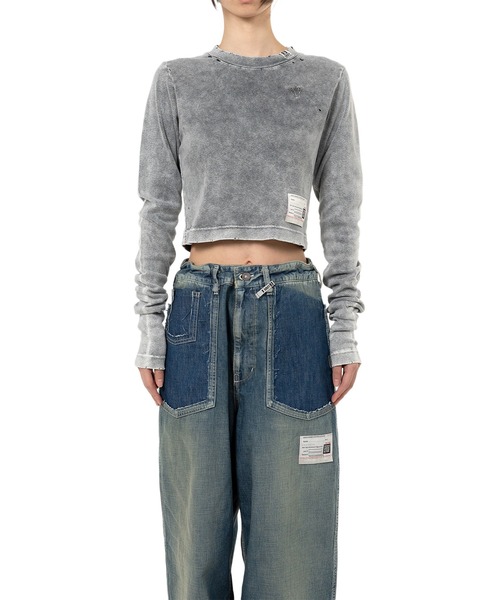Bleached Cropped Long Sleeve T-shirt（Tシャツ/カットソー