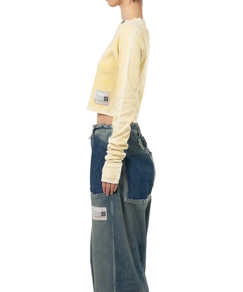 Bleached Cropped Long Sleeve T-shirt（Tシャツ/カットソー）｜Maison