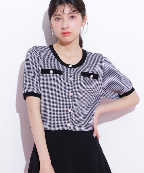 セール】◇ラメツイード半袖カーディガン（ニット/セーター