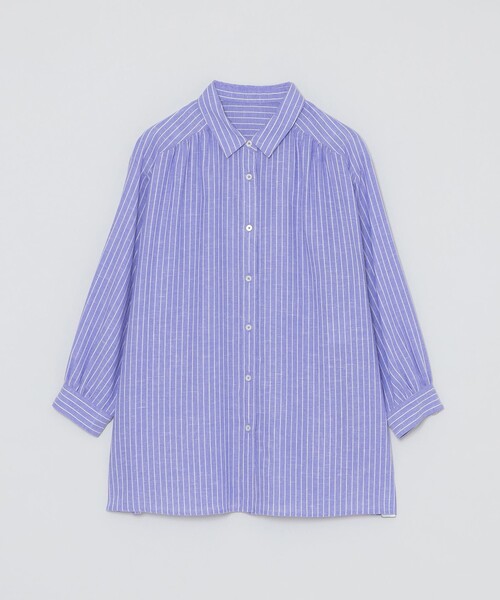 MACKINTOSH PHILOSOPHY(マッキントッシュ フィロソフィー)の「リネンミックスレギュラーカラーシャツ(シャツ/ブラウス・レディース・ブルー系その他3/ライトブルー/ベージュ・36/38)」の2枚目の写真