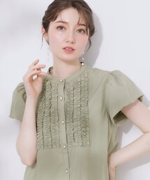 MARBLE 袖フリル半袖シャツ　ブローチリボンタイ　レーヨン100％ 公式】Couture Brooch(クチュールブローチ)の通販 | シャツ