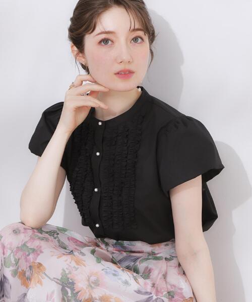 セール】【大人フェミニン・華奢見え・通勤】フロントフリルシャツ