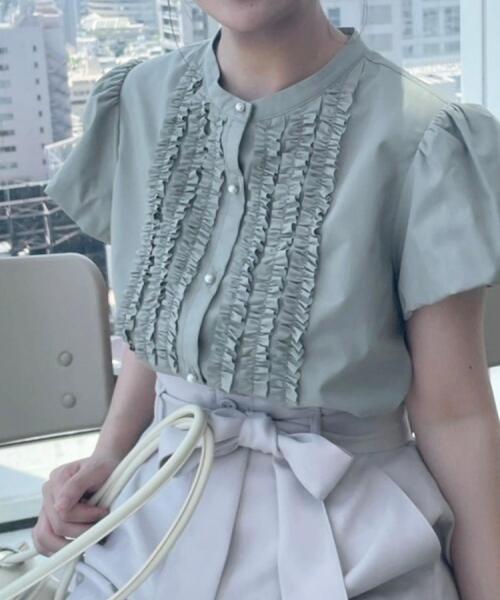 Couture Brooch / クチュールブローチ 【大人フェミニン・華奢見え・通勤】フロントフリルシャツ セール】【大人フェミニン・華奢見え・通勤】フロントフリル