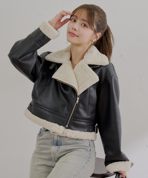 最終値下げ　Chico ボアレザーライダースジャケット Chico（チコ）の「【WEB限定/REVIVAL】ボアレザーライダース