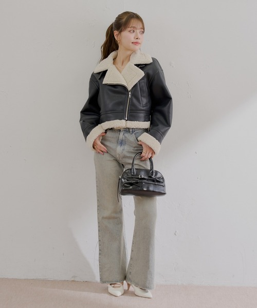 Chico（チコ）の「【WEB限定/REVIVAL】ボアレザーライダースジャケット