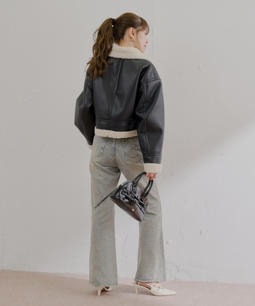 Chico ボアレザーライダースジャケットレディース Chico】ボアレザーライダースジャケット | OUTLET(アウトレット