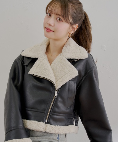 Chico（チコ）の「【WEB限定/REVIVAL】ボアレザーライダースジャケット